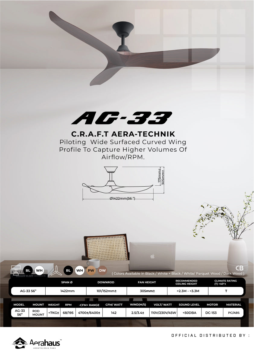 AG-33 Aerahaus Technik DC 천장 선풍기