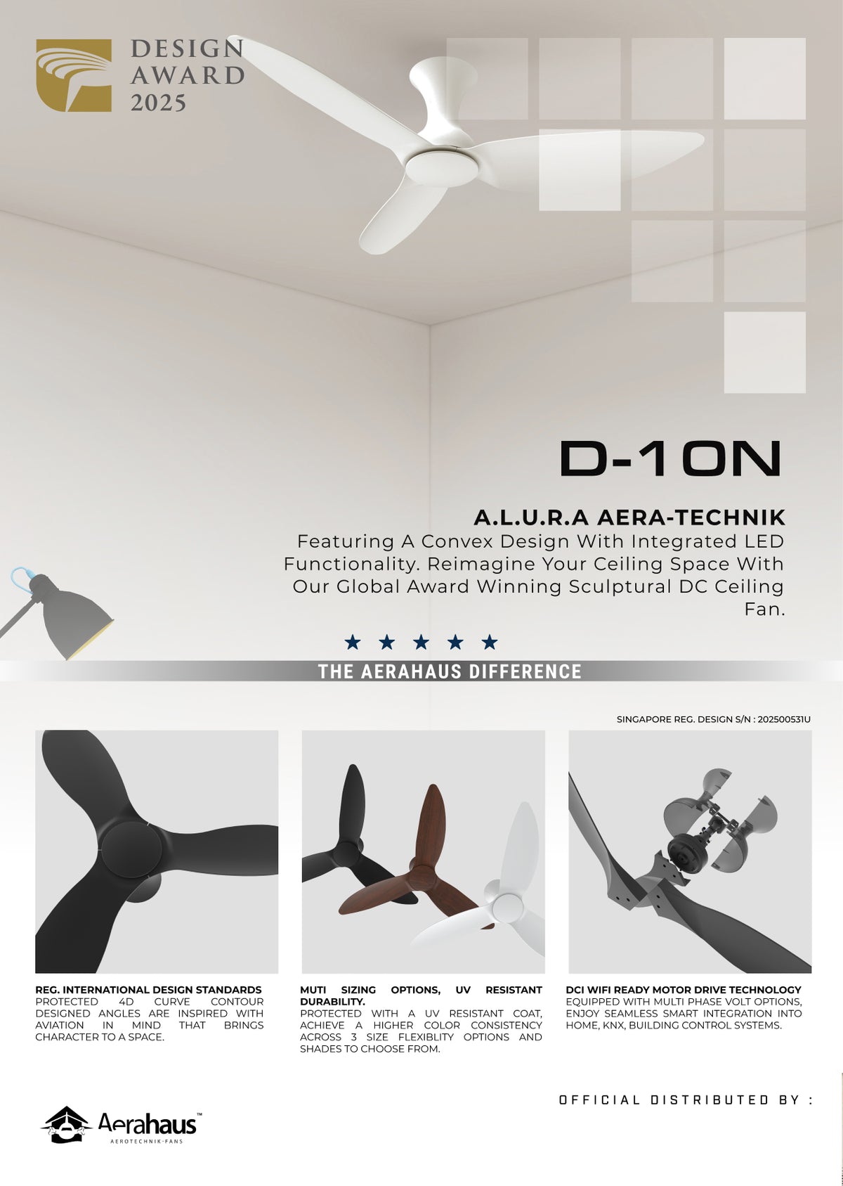 D-10N Aerahaus Technik DC Ceiling Fan