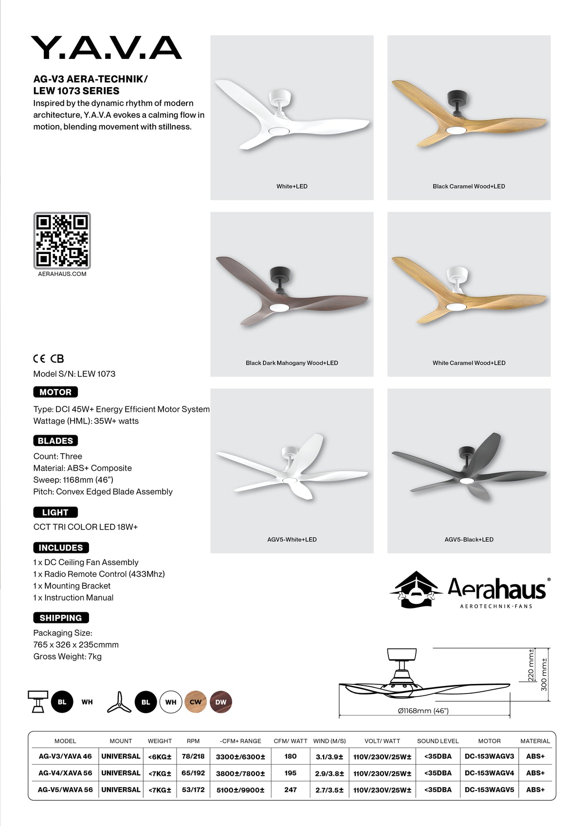 AG-V3 Aerahaus Technik DC Ceiling Fan