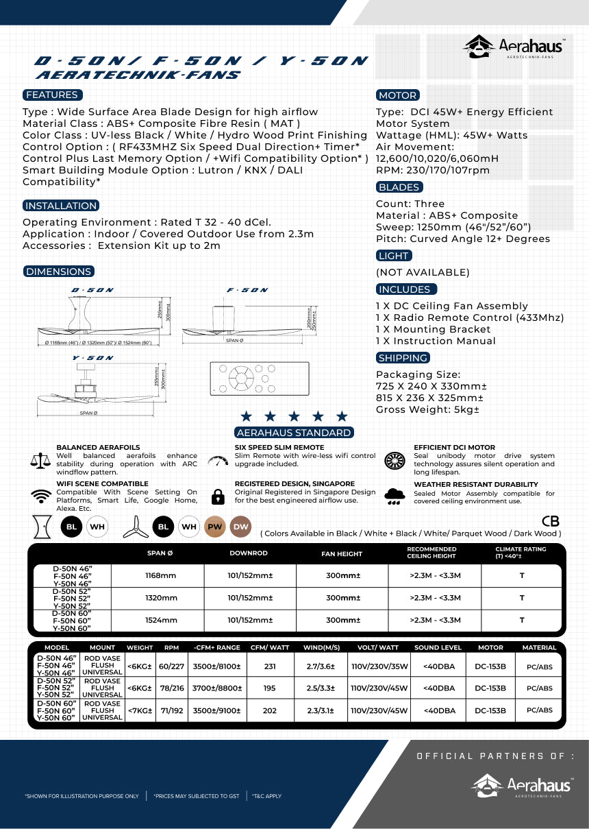 SL-T4 Aerahaus Technik DC 천장 선풍기